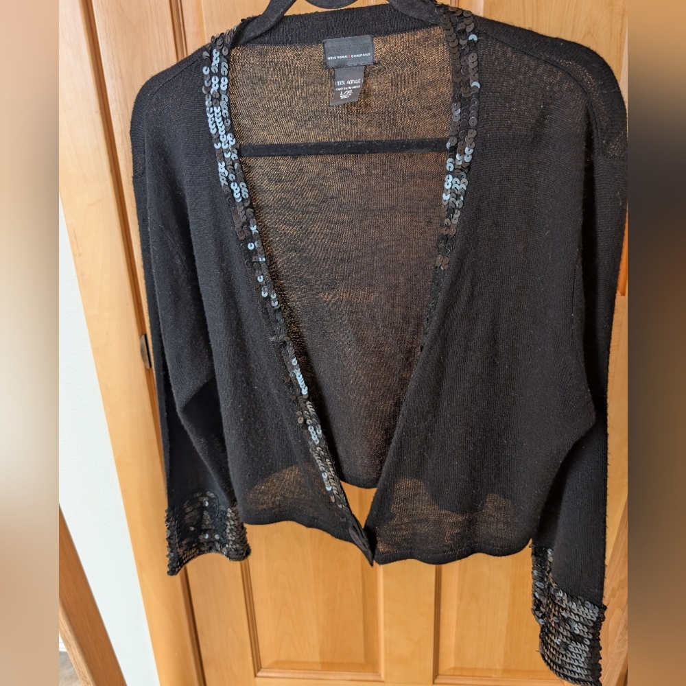 Black Sequin Collar Women's Sweater